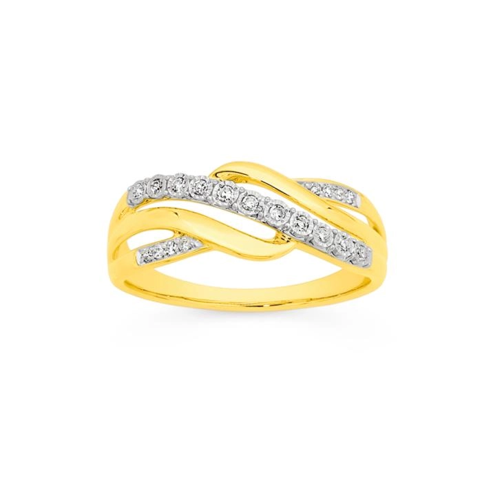 9ct Gold Diamond Crossover Ring