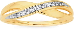 9ct Gold Diamond Crossover Ring