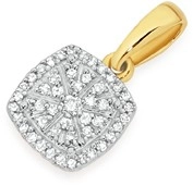 9ct Gold Diamond Cushion Pendant