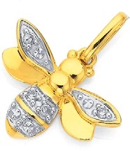 9ct Gold Diamond Golden Bee Pendant