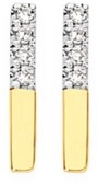 9ct Gold Diamond Half Pave Bar Stud Earrings