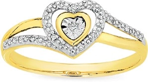 9ct Gold Diamond Heart Dress Ring