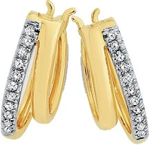 9ct Gold Diamond Hoop Earrings