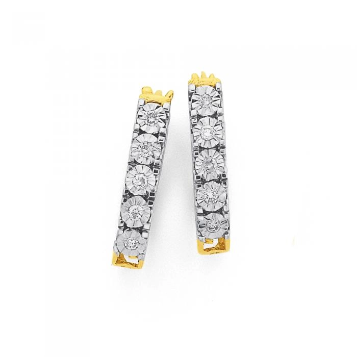 9ct Gold Diamond Hoop Earrings