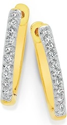 9ct Gold Diamond Hoop Earrings