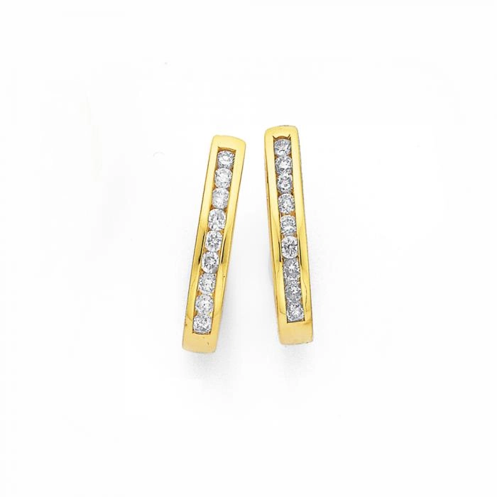 9ct Gold Diamond Hoop Earrings