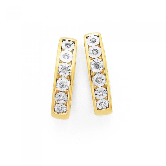 9ct Gold Diamond Huggie Earrings