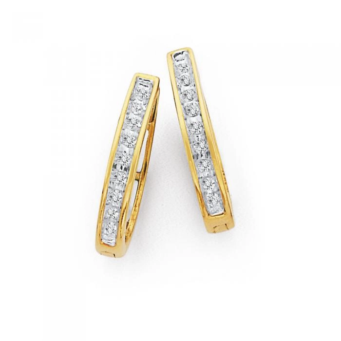 9ct Gold Diamond Huggie Earrings