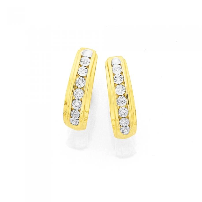 9ct Gold Diamond Huggie Earrings