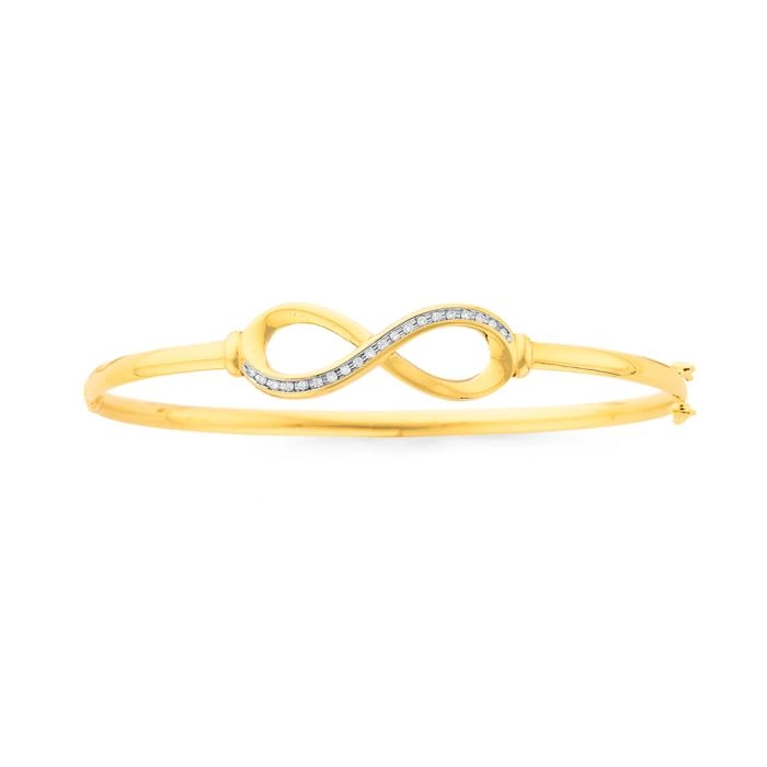 9ct Gold Diamond Infinity Bangle