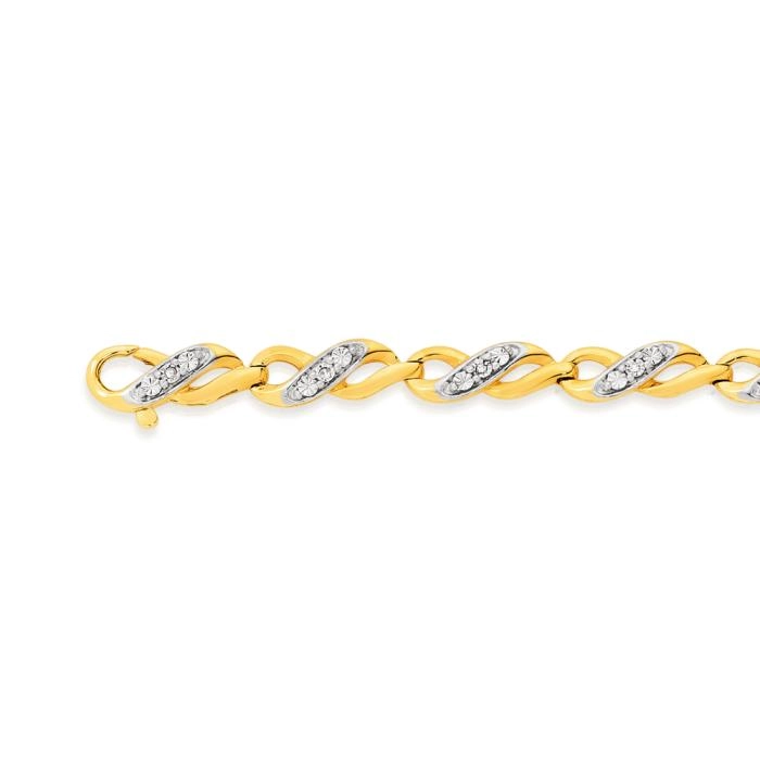 9ct Gold Diamond Infinity Link Bracelet