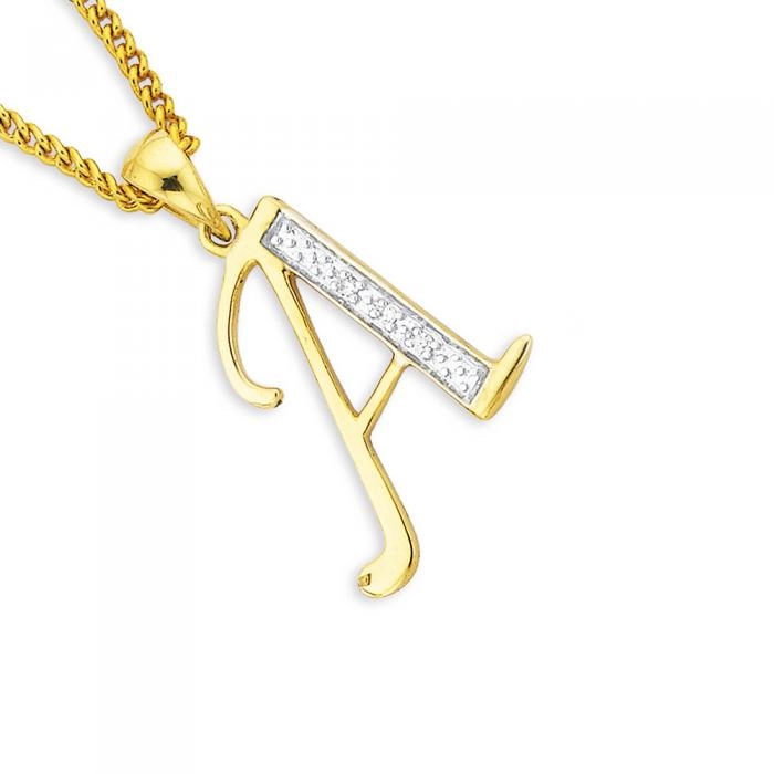 9ct Gold Diamond Initial A Pendant