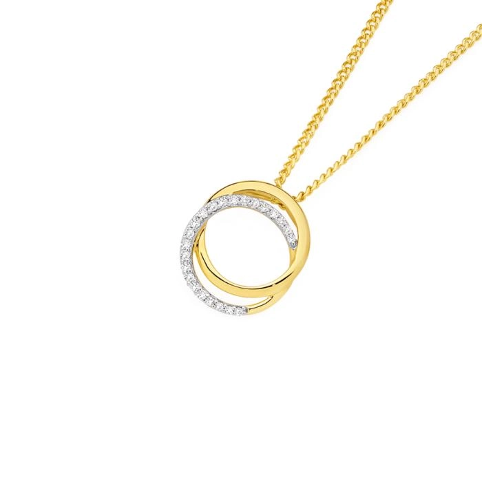 9ct Gold Diamond Interlock Circle Slider Pendant