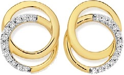 9ct Gold Diamond Interlock Circle Stud Earrings