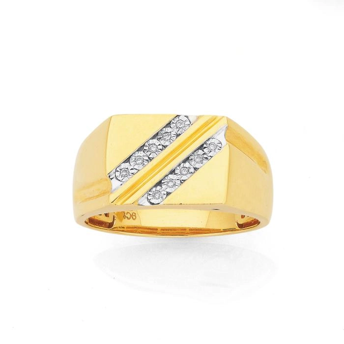 9ct Gold Diamond Men's Ring