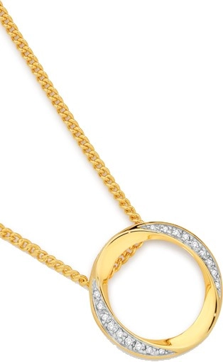 9ct Gold Diamond Open Circle Slider Pendant