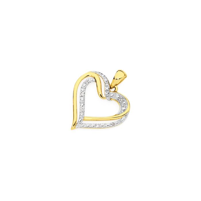 9ct Gold Diamond Open Heart Pendant