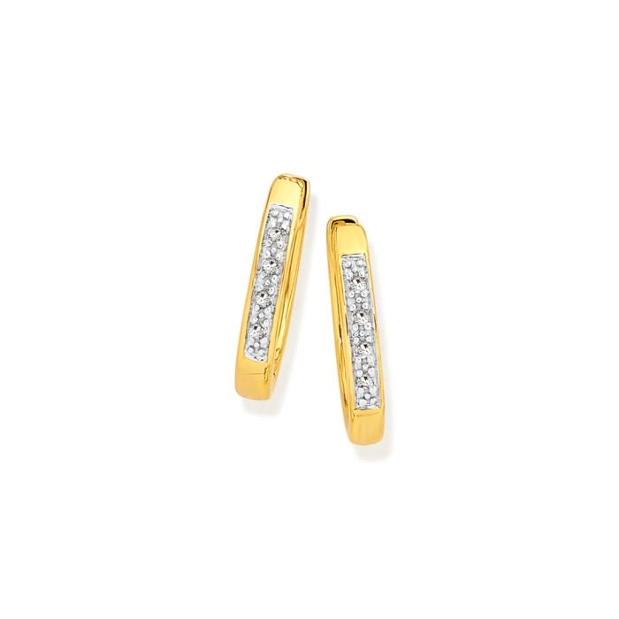 9ct Gold Diamond Pave Huggie Earrings