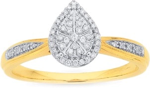 9ct Gold Diamond Pear Shape Ring