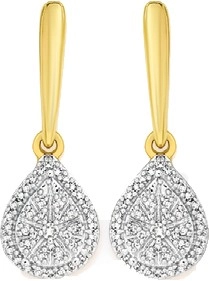 9ct Gold Diamond Pear Shaped Drop Earrings