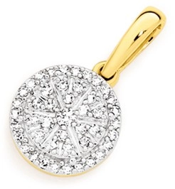 9ct Gold Diamond Round Cluster Pendant