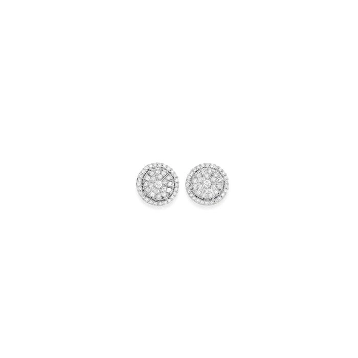 9ct Gold Diamond Round Cluster Stud Earrings