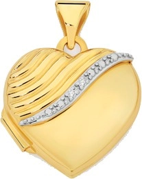 9ct Gold Diamond Set Heart Locket