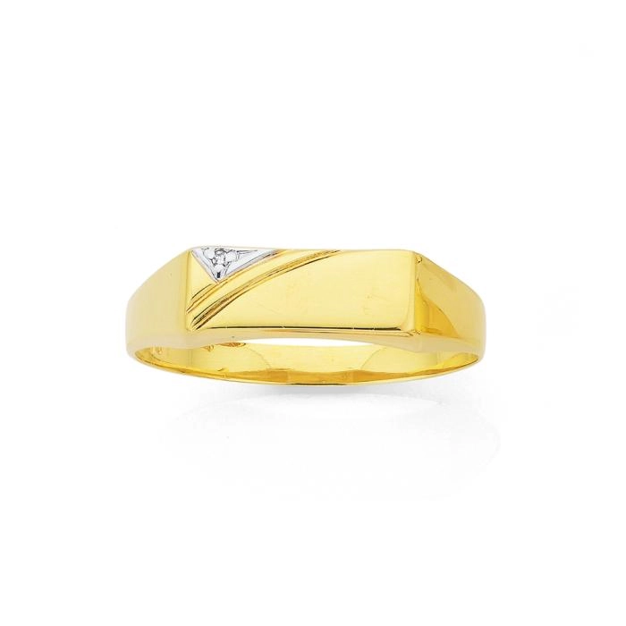 9ct Gold Diamond Set Men's Ring