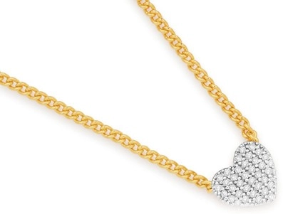 9ct Gold Diamond Small Pave Heart Pendant