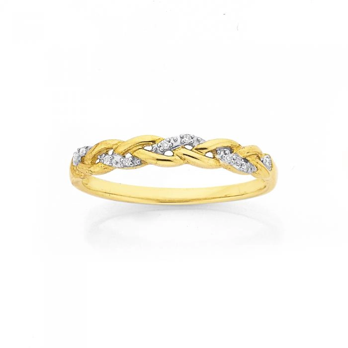 9ct Gold Diamond Stacker Ring