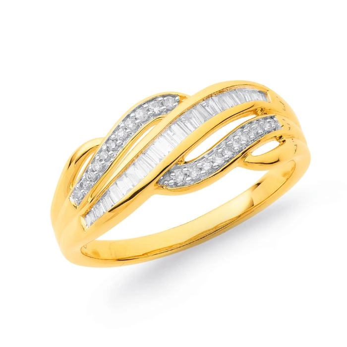 9ct Gold Diamond Swirl Dress Ring