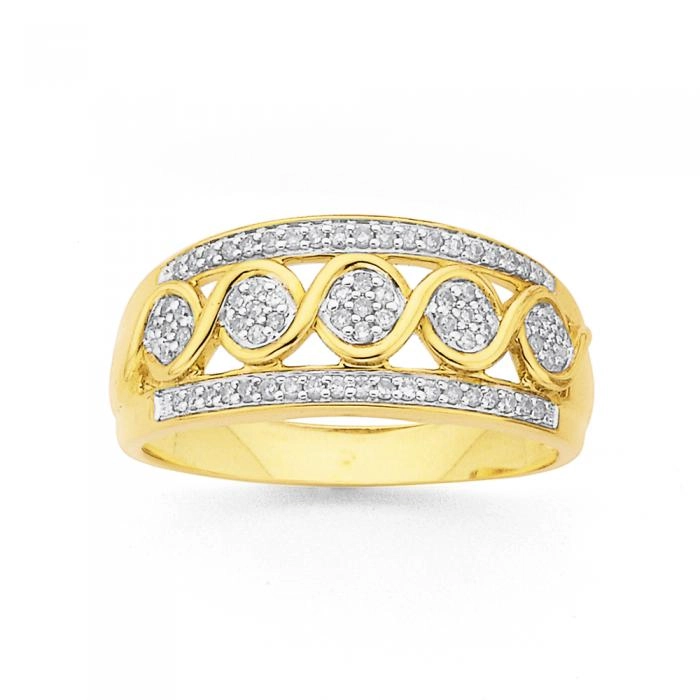 9ct Gold Diamond Swirl Ring