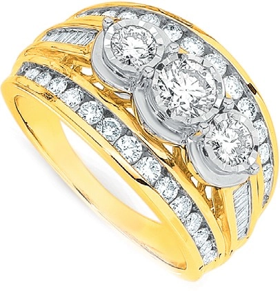 9ct Gold Diamond Trilogy Wide Band