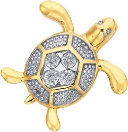 9ct Gold Diamond Turtle Pendant