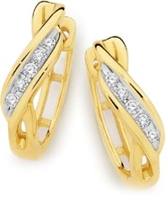 9ct Gold Diamond Twist Huggie Earrings