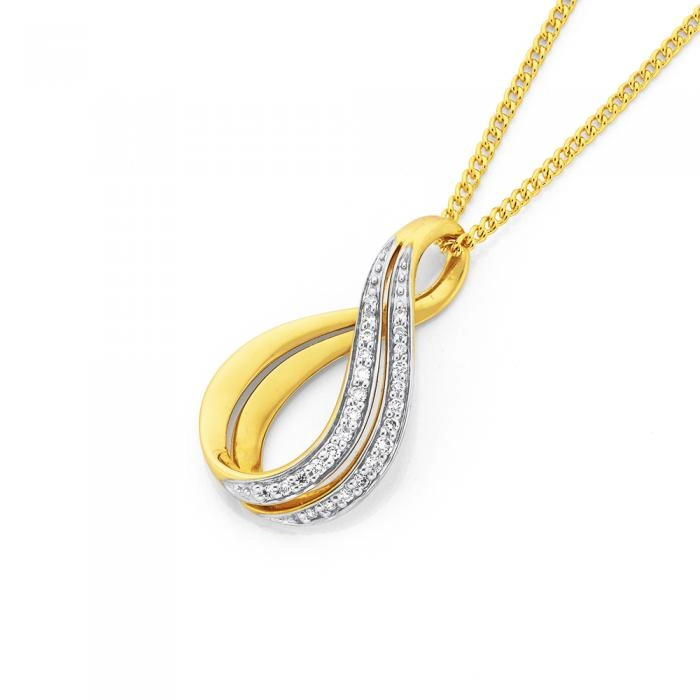 9ct Gold Diamond Twist Pendant