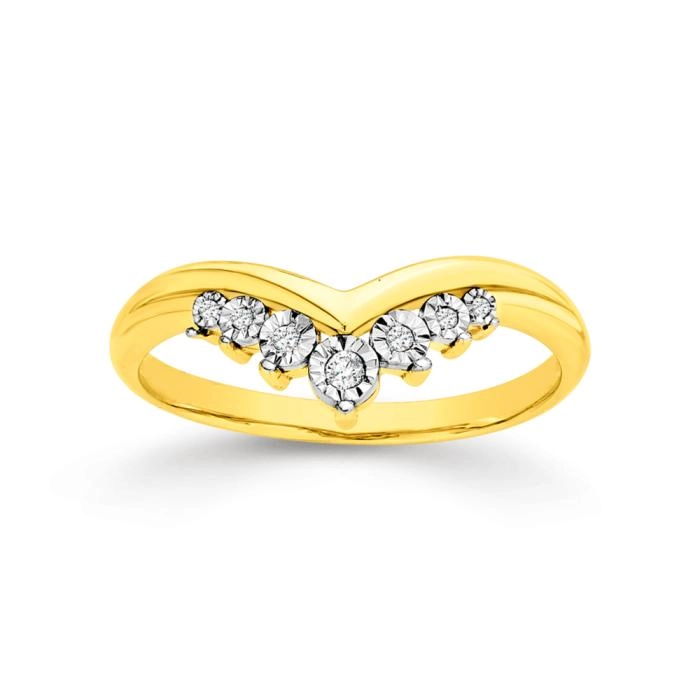 9ct Gold Diamond V Shape Ring