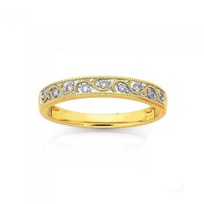 9ct Gold Diamond Wave Anniversary Band