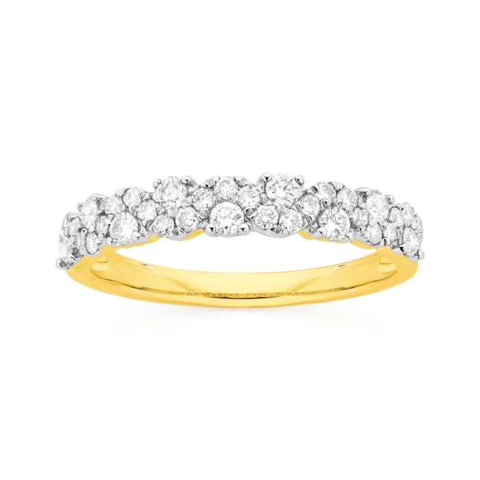 9ct Gold Diamond Wave Band