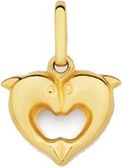 9ct Gold Double Dolphin Heart Pendant