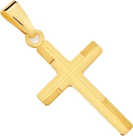 9ct Gold Geometric Patterned Cross Pendant