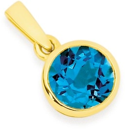 9ct Gold London Blue Topaz Pendant