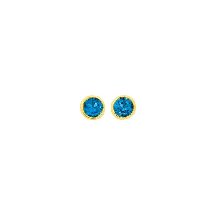 9ct Gold London Blue Topaz Stud Earrings