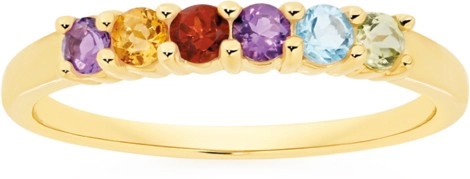 9ct Gold Multi Gemstone Claw Set Dress Ring