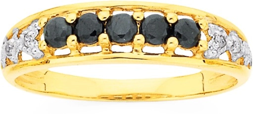 9ct Gold Natural Sapphire and Diamond Ring