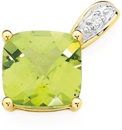 9ct Gold Peridot & Diamond Pendant