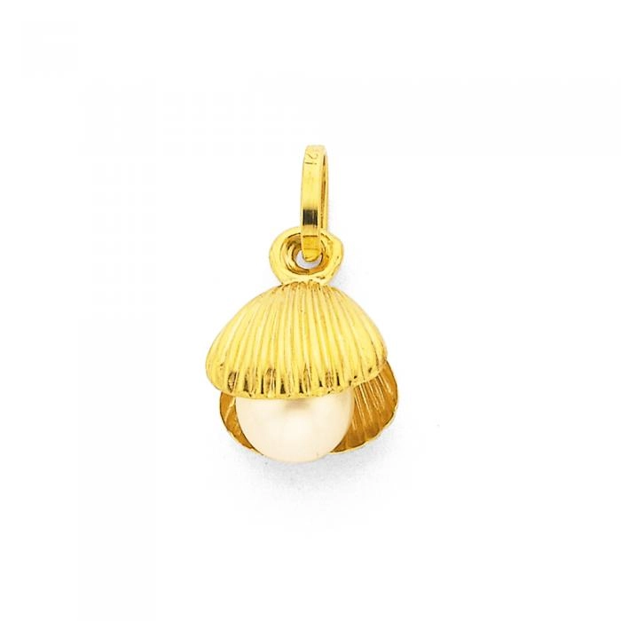 9ct Gold Shell with Pearl Charm