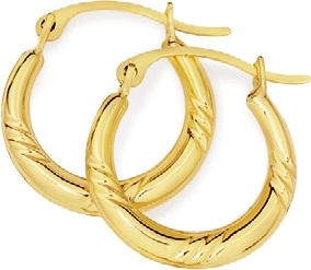 9ct Gold Striped Creole Earrings