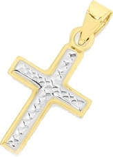 9ct Gold Two Tone 15mm Cross Pendant