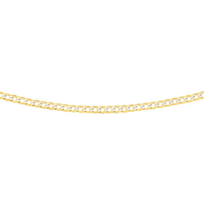 9ct Gold Two Tone 50cm Diamond-Cut Curb Chain